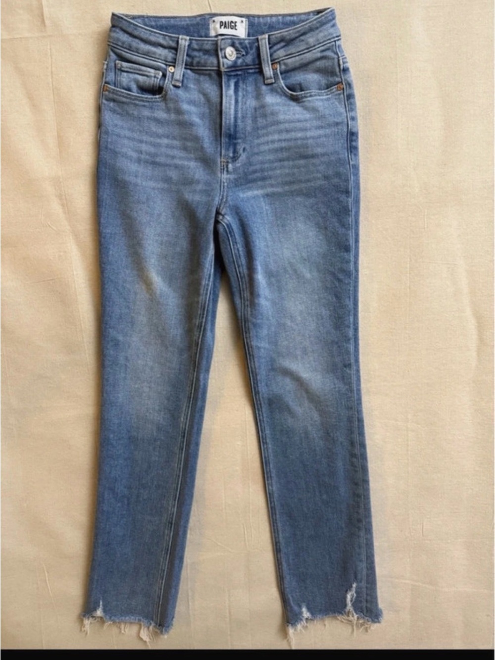 PAIGE Jeans Women’s Size 24 Cindy Light Wash Blue Destroyed Hem Crop